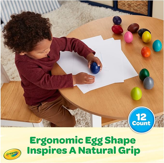 Crayola Large Egg Crayons (12ct), Jumbo Washable Crayons for Toddlers, Spring Craft Supplies, Small Egg Gift, Ages 1+