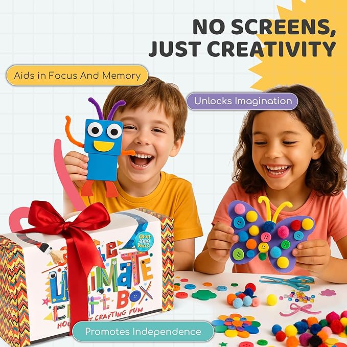 A&R CO. 3000+ Pcs Arts and Crafts Supplies & Materials for Kids - Ultimate Bulk Craft Kit for Boys & Girls with 99 Activities Book for Ages 3-5, 4-6, 6-8, 8-12