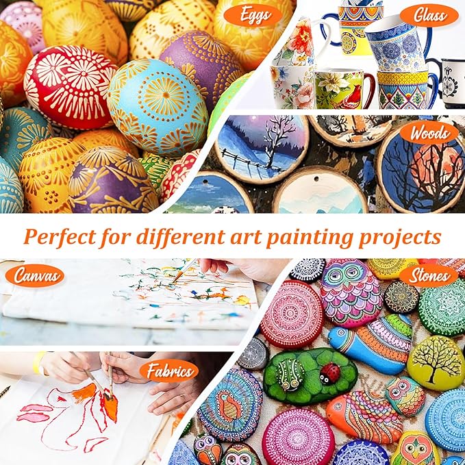 Caliart Acrylic Paint Set with 12 Brushes, 36 Colors Art Craft Paints for Artists Kids & Adults Beginners, Rich Pigments, Canvas Ceramic Wood Rock Painting Kit Art Supplies