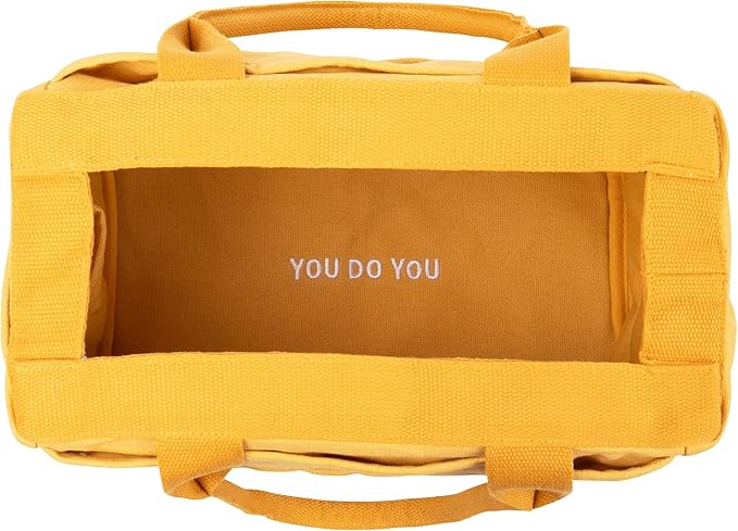 Soolla Studio Bag: Pottery Tool Bag, Art Supply Storage, Knitting Yarn Organizer, Crochet Projects, & Washable Craft Tote, 30 Pockets, 25+ Canvas Colors, Student Artist Gift (Sunset Mustard)