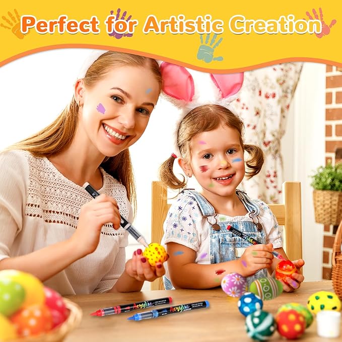 60 Colors Acrylic Paint Markers Brush Tip, Automatic Ink Control Acrylic Paint Pens Waterproof Acrylic Markers Set for Holiday Decorations, Stone, Wood, Glass, DIY & Art Supplies