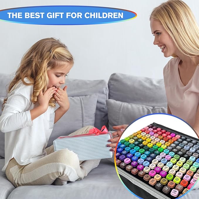 168-Color Dual-Tip Markers Set with Shoulder Bag - Art Markers for Coloring, Drawing & Sketching -Gift for Kids, Teens, Artists