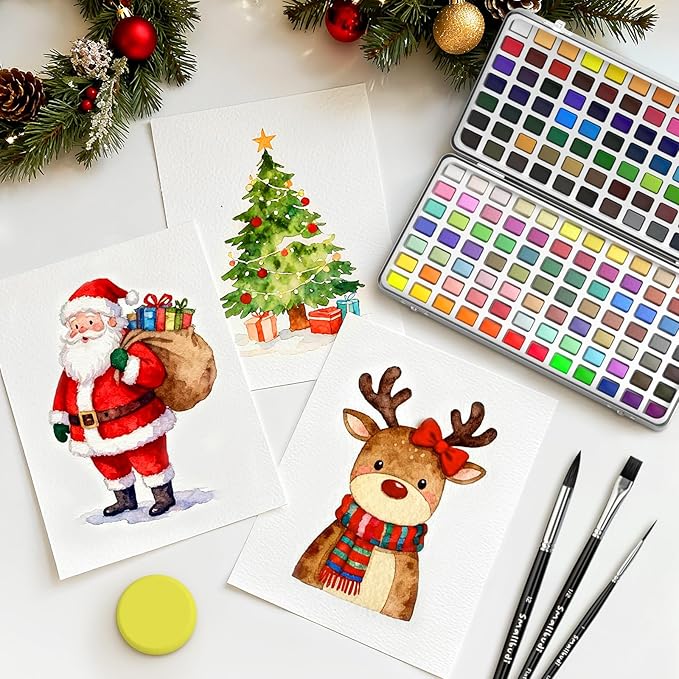 Smallbudi Watercolor Paint Set 168 Colors Including Metallic, Watercolor Kit with Case, Watercolor Paper, Paint Brushes, Palette and Accessories, Water Color Art Supplies Gift for Adults Kids Artists