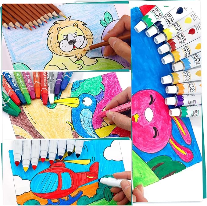 KINSPORY Art Supplies, 139 Pack Painting Drawing Art Kit with 2 Sketch Pads, Deluxe Double Layers Art Set Crafts, Colored Pencils, Oil Pastels, Watercolor Paints, Colored Markers for Kids (Red)