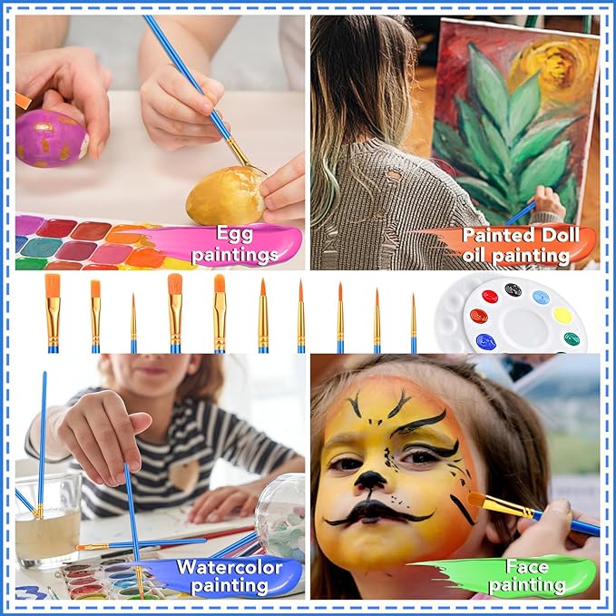 Painting Brush Palette Set, with 12 Packs of 120 Brushes and 12 Palettes,Nylon Brush Head, Suitable for Oil Watercolor, etc., Perfect Art Painting Set.