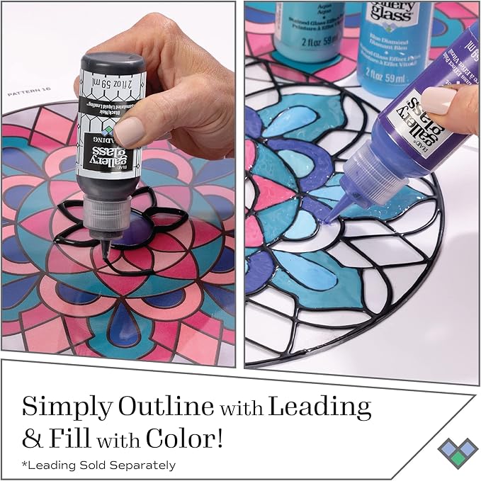 Gallery Glass Window Acrylic Craft Paint Set Formulated to be Non-Toxic, Perfect for Beginners and Artists, Eighteen Bottles, 2 Ounce, Assorted Colors 2, 2 Fl Oz (Pack of 18)