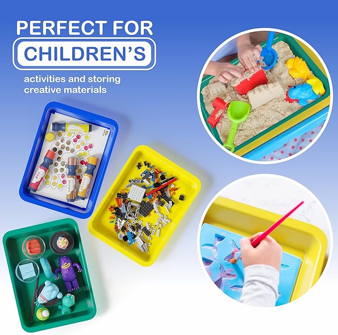 DOODLE HOG Set of 8 Art Trays for Kids, Great for Lego, Sand, Crafts, Painting, Montessori, Rainbow Tray for Classroom, Craft Trays for Kids
