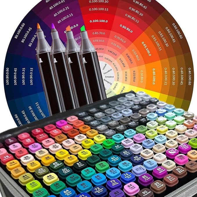 168-Color Dual-Tip Markers Set with Shoulder Bag - Art Markers for Coloring, Drawing & Sketching -Gift for Kids, Teens, Artists