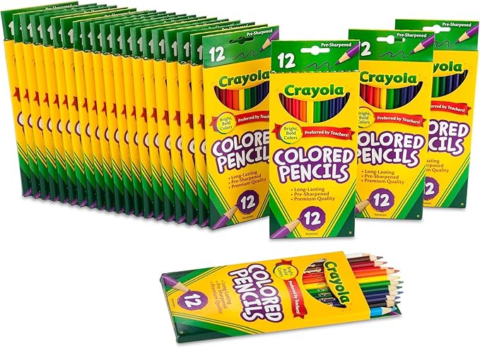 Crayola Bulk Colored Pencils for Kids (24pk) - 12 Assorted Colors, Art Supplies For Crafts & Coloring Books, Bulk Preschool & Kindergarten Classroom Supplies (Packaging May Vary)