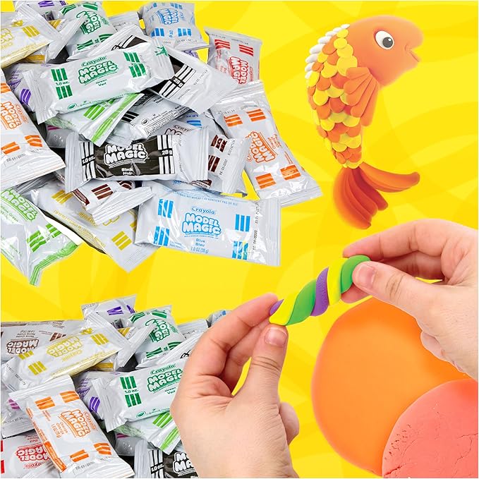 Crayola Model Magic (30 Pack), Air‑Dry Modeling Material for Kids, Soft Modeling Clay Alternative for Arts & Crafts, 15 Colors, 1 oz Packs, Classroom Supplies