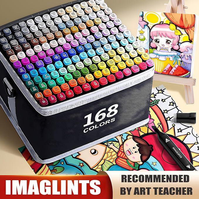 Alcohol Markers 168 Colors with Base Drawing Pen Dual Tip Art Markers for Sketch Anime Illustrations