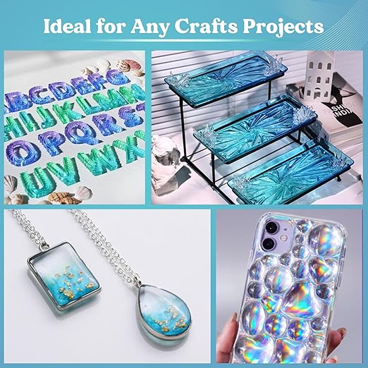 LET'S RESIN 2 Part Resin and Hardener 34oz, Bubble Free & Crystal Clear Epoxy Resin for Beginners, Low Odor, Anti-Yellowing Casting Resin for Craft, Casting Molds, Jewelry, Art, Easy to Mix 1:1 Ratio