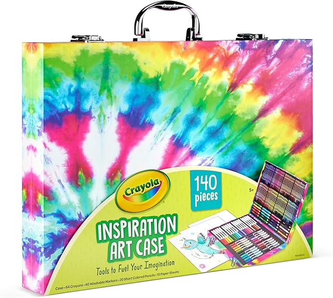 Crayola Inspiration Art Case Coloring Set - Tie-Dye (140ct), Art Supplies Set For Kids, Travel Drawing Kit, Holiday & Christmas Gift for Girls & Boys, Ages 5+ [Amazon Exclusive], Pack of 4
