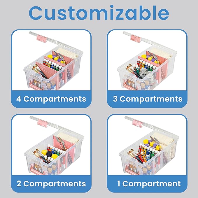 ArtBin Semi Satchel Portable Craft Organizer with 3 Dividers - Clear Plastic Storage Case for Art & Craft Supplies