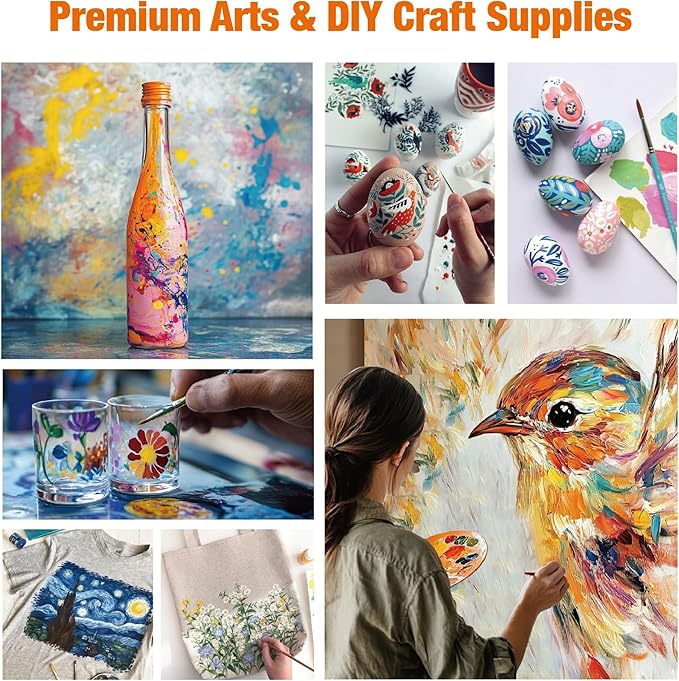 Acrylic Paint Set, 24 Colors 0.74 oz/22ml Tubes, Highly Pigment Art Paints for Canvas, Wood, Fabric, Paper, Giftable Choice for Artists, Beginner to Pro