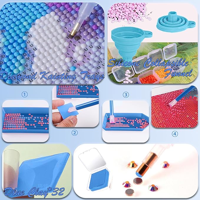 NLXCXUCY 244Pcs Diamond Art Accessories Kit All-Inclusive Diamond Painting Tool Set with A3 Diamond Painting Light Pad,Diamond Art Sealer Glue, Diamond Correction Pens, Storage Box for DIY Craft
