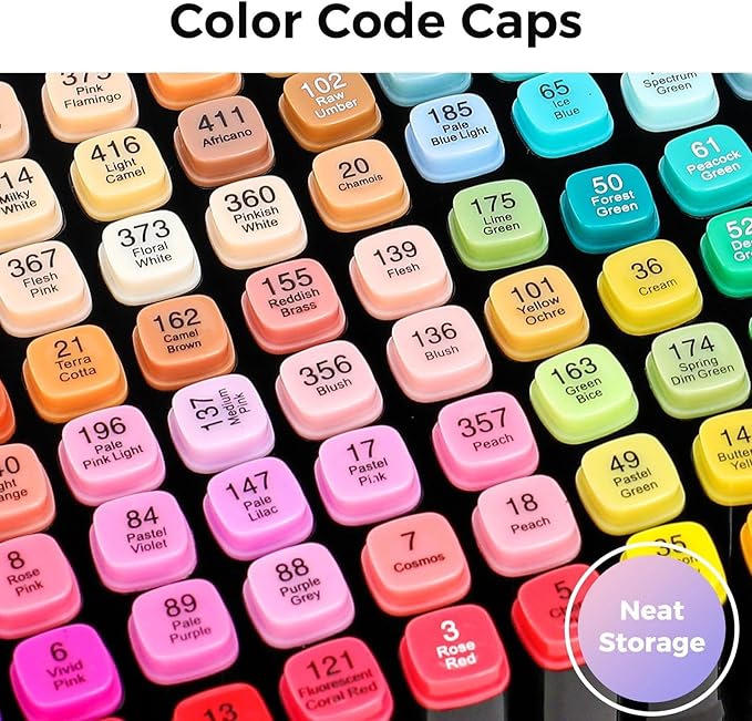 Soucolor Alcohol Markers 168 Colors with Case & Holders, Dual Tips Chisel & Fine Art Markers for Adult Coloring Kids Drawing, Artist Markers Art Supplies for Blending Sketching