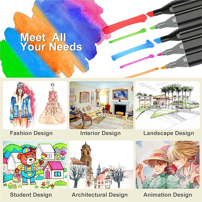 ZECHOMA 262 Colors Alcohol Markers Artist Drawing Art Dual Tip Markers Perfect for Kids Boys Girls Students Adult
