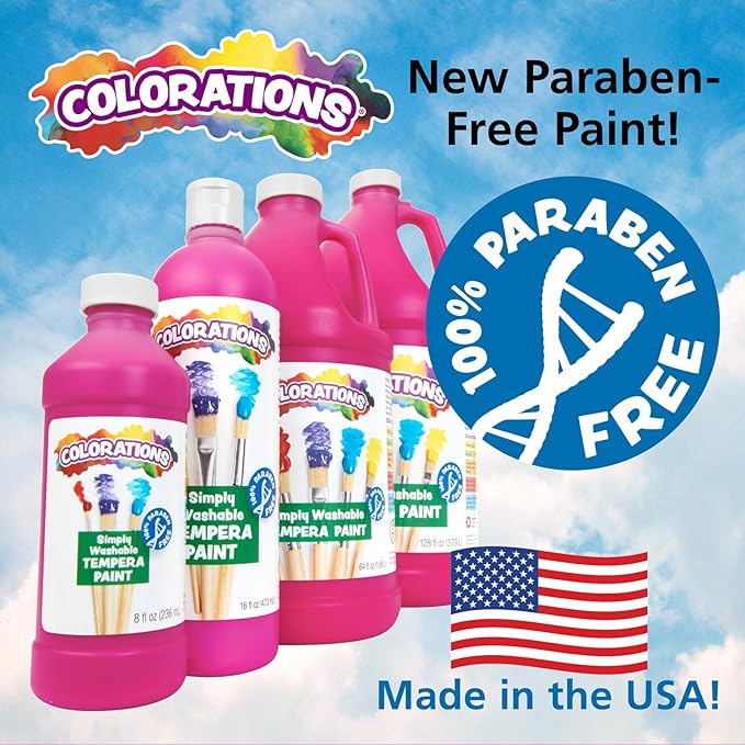 Colorations - SWT16 Simply Washable Tempera Paints, 16 fl oz, Set of 11 Colors, Non Toxic, Vibrant, Bold, Kids Paint, Craft, Hobby, Arts & Crafts, Fun, Art Supplies