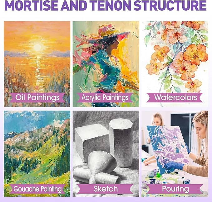 ESRICH 20x20 Stretched Canvas for Painting, 3 Pack Square Canvas for Painting Primed Acid-Free Framed Blank Canvas, Art Canvases for Beginners & Artists to Paint Oil, Acrylic, Pouring Painting.