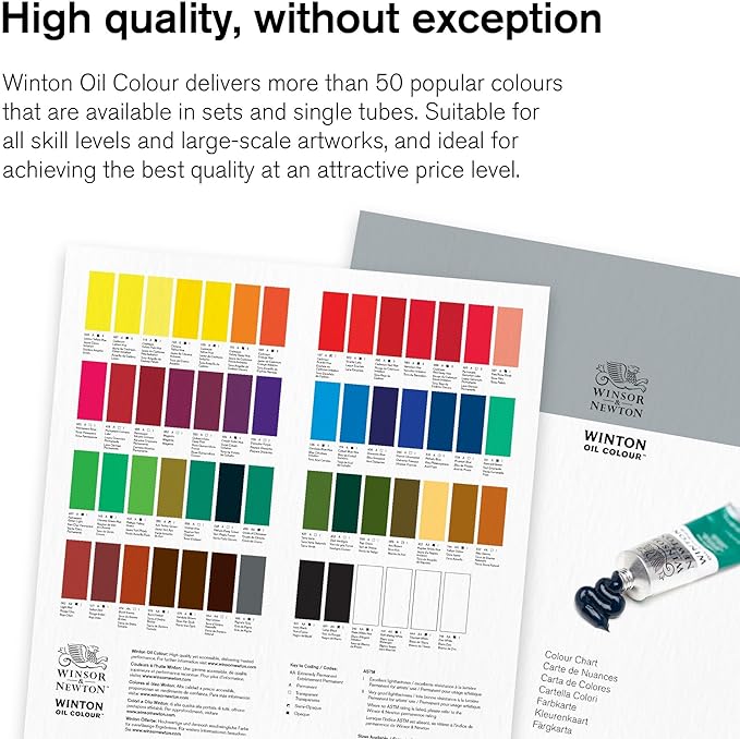 Winsor & Newton Winton Oil Color Paint Set, 10 x 12ml (0.4-oz) Tubes
