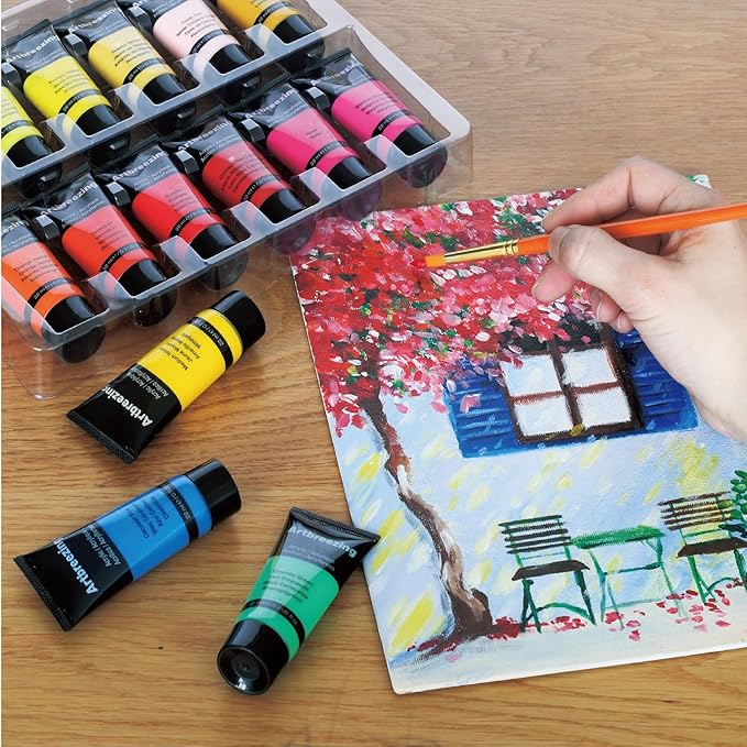 Acrylic Paint Set,48 Colors 0.74 oz/22ml Tubes,Highly Pigment Art Paints for Canvas,Wood,Fabric,Paper, Giftable Choice for Artists,Beginner to Pro (48 Colors)
