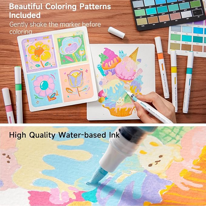 Shuttle Art Automatic Ink Control Acrylic Paint Markers, 36 Colors Brush Tip Acrylic Paint Pens for Rock Painting, Ceramic, Wood, Canvas, Glass, Stone, Fabric, Card Making, DIY Supplies, FlipFunAlong