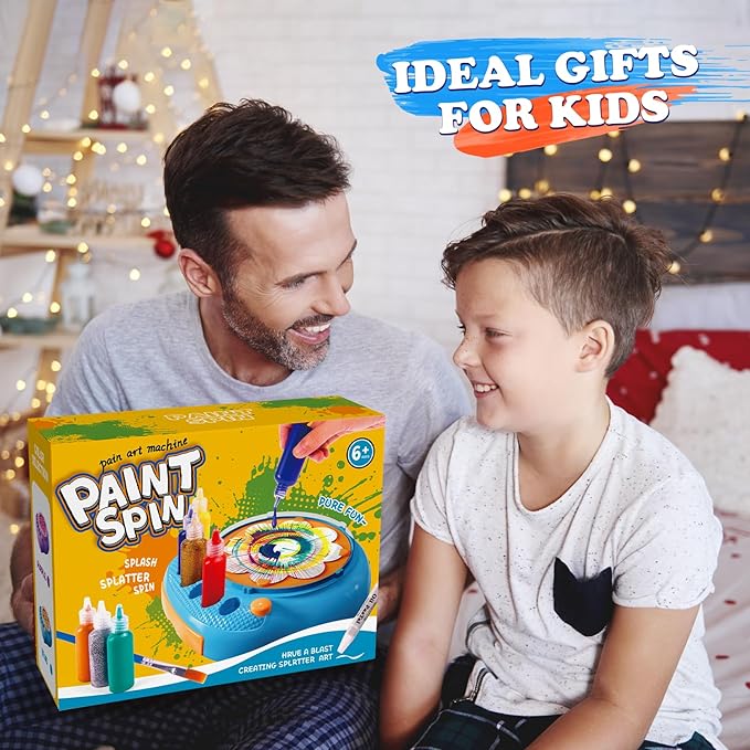 Spin Art Machine for Kids - Paint Spinner Art Craft Kit with 36 Artboards & 7 Colors - Arts and Crafts Painting Set for Boys Girls Ages 4-12, Birthday Easter Gifts for 6 7 8 9 10 Year Old（Blue）