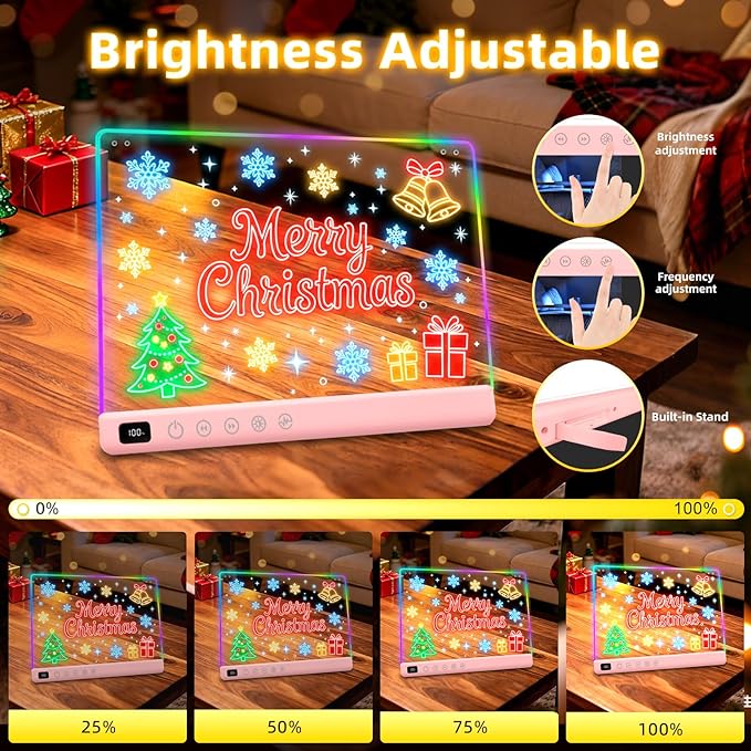 Led Drawing Board with 13 Light Effects, 16" Rechargeable Glow Doodle LED Note Board with Colors, Neon Light Up Drawing Tablet Gifts for Kids for Easter Birthday Christmas Gift Ideas