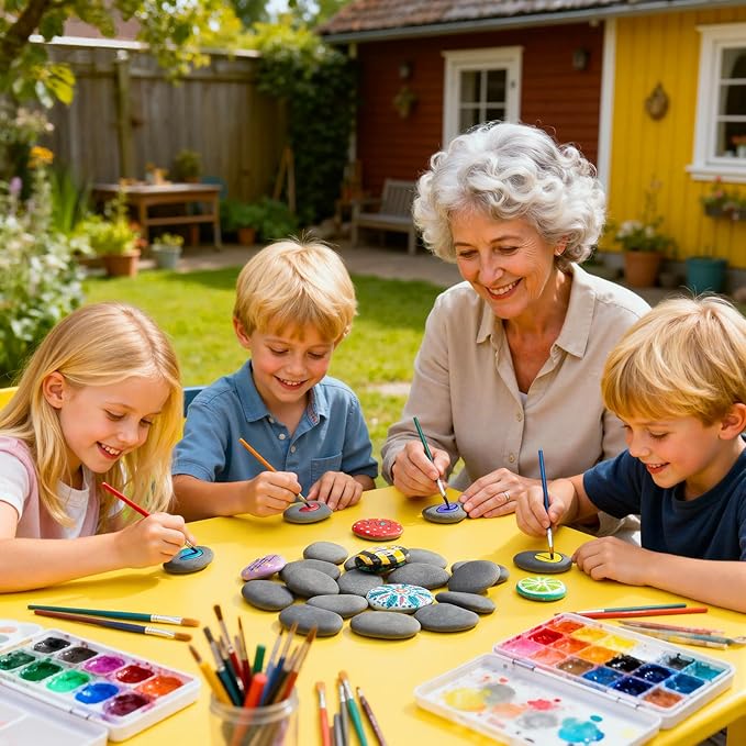 Simetufy 30 Pcs Rocks for Painting, 2"-3" Painting Rock, Flat & Smooth Natural Stones to Paint, Art & Crafts for Kids & Adults