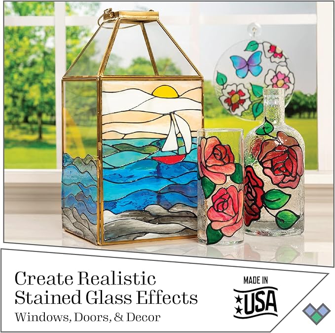 Gallery Glass Window Acrylic Craft Paint Set Formulated to be Non-Toxic, Perfect for Beginners and Artists, Eighteen Bottles, 2 Ounce, Assorted Colors 2, 2 Fl Oz (Pack of 18)