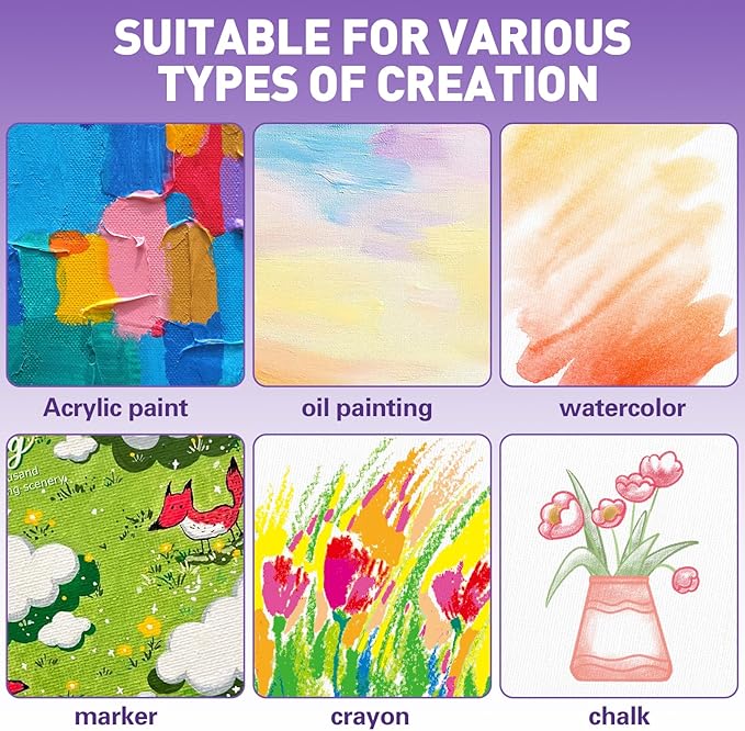 ESRICH 48 Pack Canvas for Painting 11x14, Canvas Boards for Painting Cotton Primed Acid Free Blank Canvas Panels for Oil Paint, Watercolor, Acrylic Paint, Gouache and Tempera.