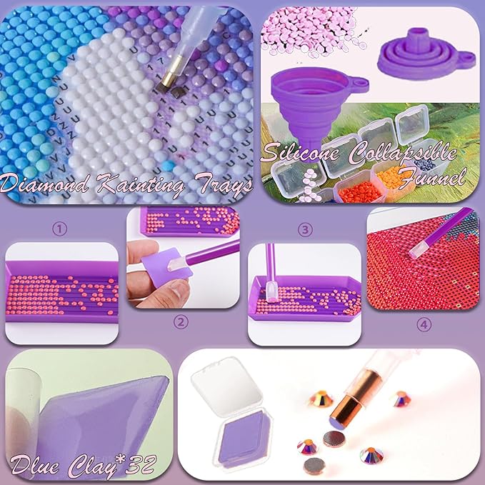 NLXCXUCY 244Pcs Diamond Art Accessories Kit All-Inclusive Diamond Painting Tool Set with A2 Diamond Painting Light Pad,Diamond Art Sealer Glue, Diamond Correction Pens, Storage Box for DIY Craft