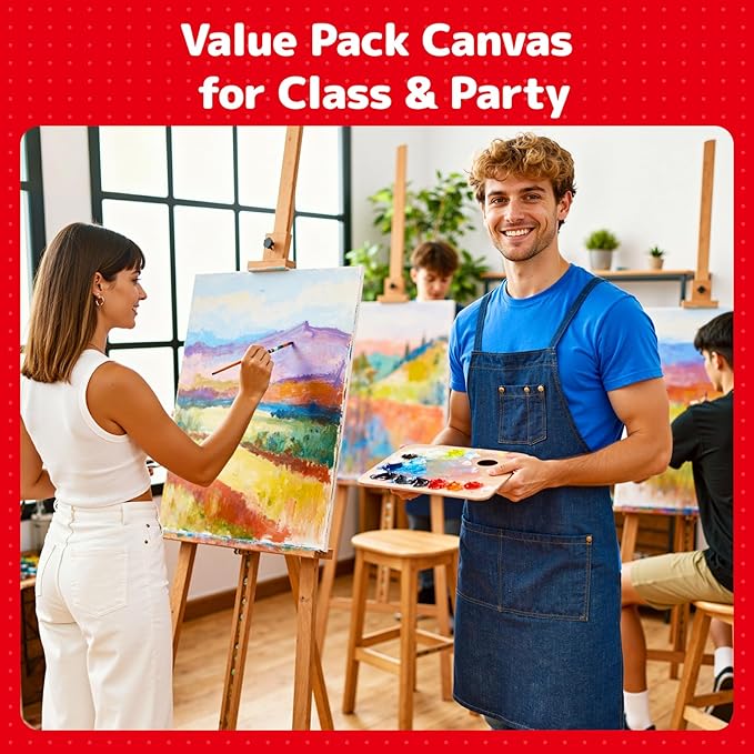 Simetufy 32 Pack 12x16 inch Large Flat Canvas Boards for Painting- Gesso Primed Acid-Free 100% Cotton Paint Canvas Panels for Acrylics Oil Watercolor Tempera