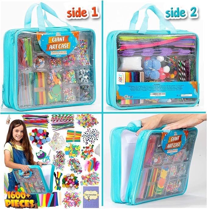 Arts and Crafts Supplies for Kid - 1600+Pcs Craft Kits for Kids - DIY School Craft Project for Kids Age 4 5 6 7 8-12 Christmas Gifts for Girls and Boys Crafts for Girls Ages 8-12 Arts Activities