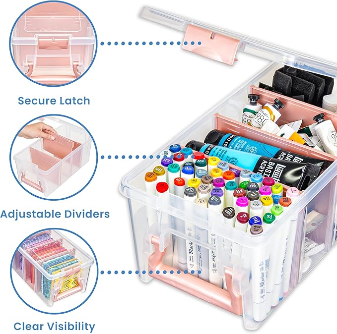 ArtBin Semi Satchel Portable Craft Organizer with 3 Dividers - Clear Plastic Storage Case for Art & Craft Supplies