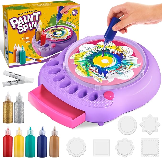 Spin Art Machine for Kids - Paint Spinner Art Craft Kit with 36 Artboards & 7 Colors - Arts and Crafts Painting Set for Boys Girls Ages 4-12, Birthday Easter Gifts for 6 7 8 9 10 Year Old (Purple)