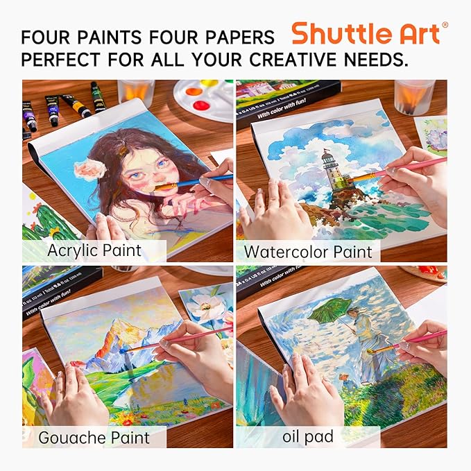 Shuttle Art 168 Pcs Artist Painting Kit, Deluxe Art Kit with Paint, Wooden Easel, Canvases, Paper Pads, Brushes and Other Art Supplies for Adults, Kids and Artists