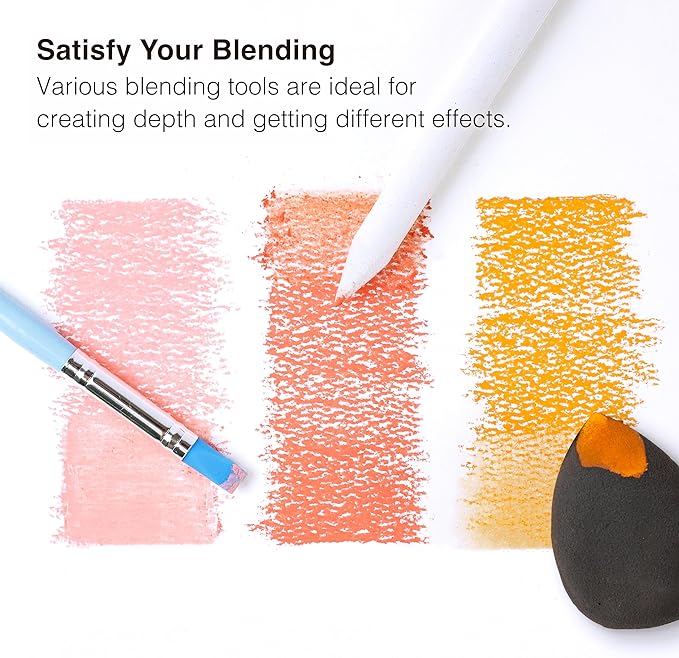 COLOUR BLOCK 30pcs Sketching Tool Set with Soft Pastels Drawing Art Blenders, Blending Stumps, Tortillions, Sandpaper, Sketch Pencil Extender, Rubber Pens