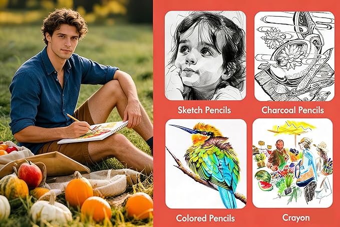 Soucolor 9" x 12" Sketch Book, 100 Sheets Spiral Bound Art Sketchbook, Acid Free Artist Drawing Book Paper,Sketch Book for Kids, Craft Activities, Sketch Paper for Drawing Coloring Sketching