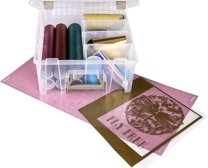 ArtBin 6990ZZ Super Satchel Double Deep 3-Pack, Portable Art & Craft Organizers with Handles, [3] Plastic Storage Cases, Clear & Gold