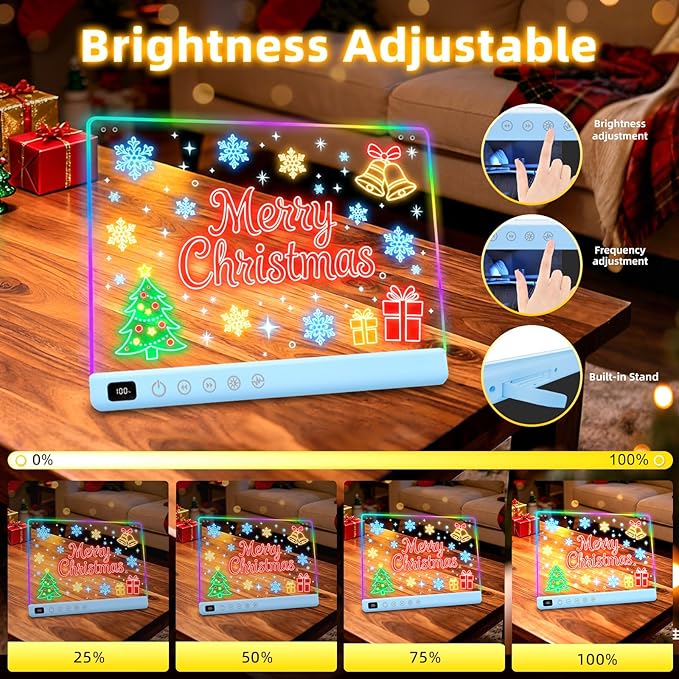 Led Drawing Board with 13 Light Effects, 16" Rechargeable Glow Doodle LED Note Board with Colors, Neon Light Up Drawing Tablet Gifts for Kids for Easter Birthday Christmas Gift Ideas