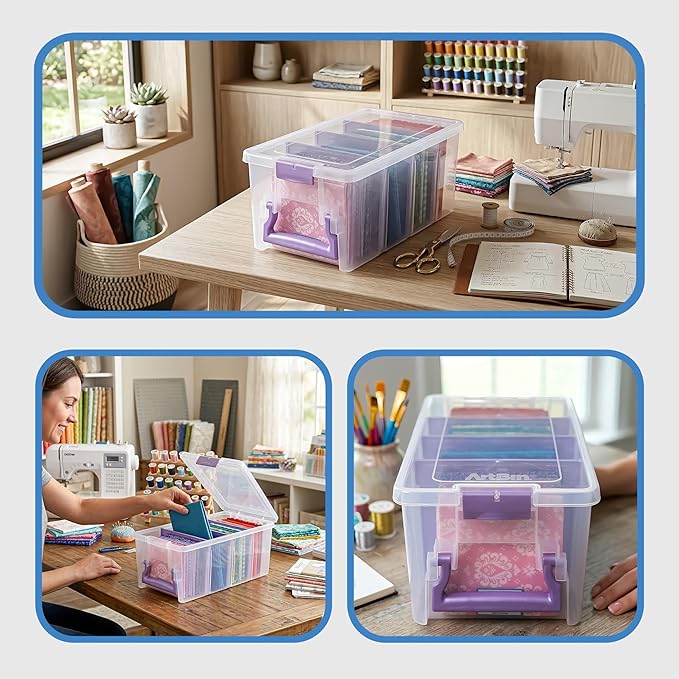 ArtBin Semi Satchel Portable Craft Organizer with 3 Dividers - Clear Plastic Storage Case for Art & Craft Supplies
