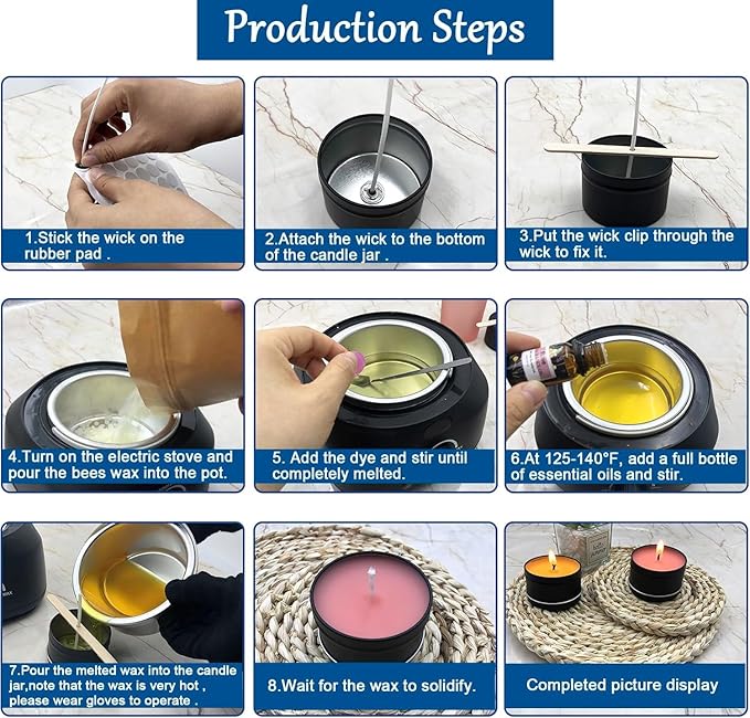 Haccah Complete Candle Making Kit with Wax Melter, Candle Making Supplies, Candle Making Kit for Adults,Beginners,Including Electric Stove,Wicks,Beeswax Wax,Rich Scents,Candle Tins,Dyes,Wick Clip