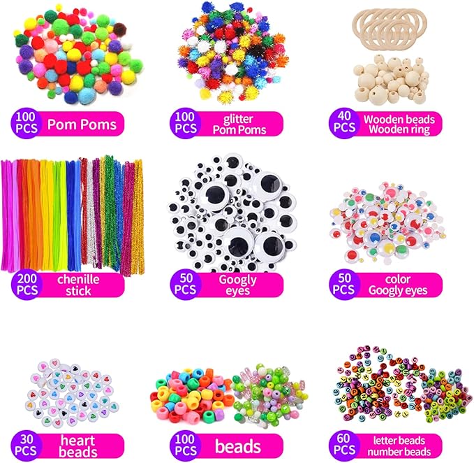 Itopstar 3000+ pcs Arts and Crafts Supplies for Kids | Craft Kit Box for Kids Age 4-5, 4-8, 6-8, 8-12 | Craft Supplies & Materials Crafts Set Toys Art Box Gifts