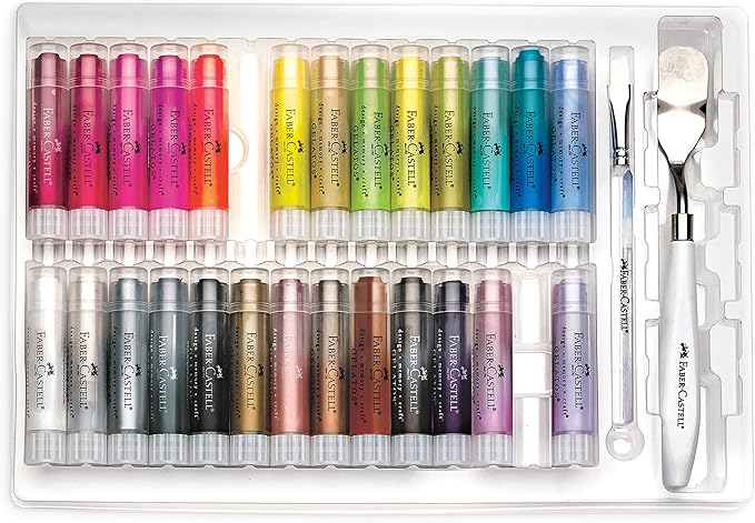 Faber-Castell Gelatos Dolce 2 Gift Set: 28 Watercolor Gel Crayons and Watercolor Supplies for Painting, Drawing & Art, Versatile Adult Pigment Crayons, Journaling Supplies for Artists & Hobbyists