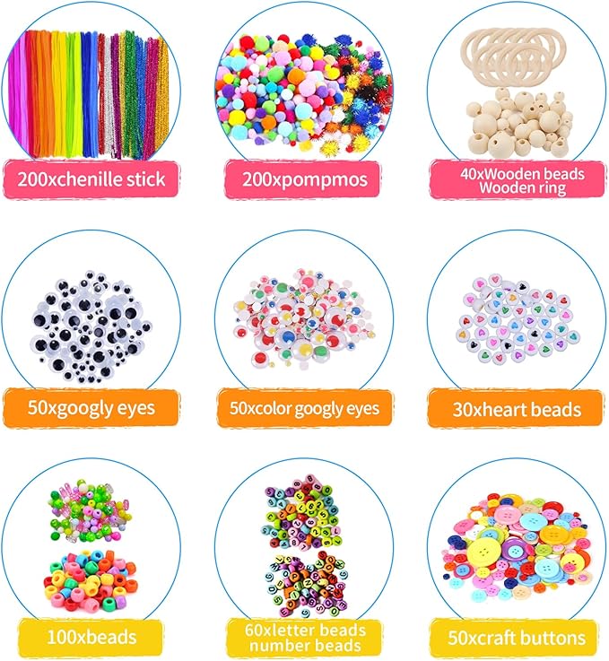 Itopstar 3000+ Kids Arts and Crafts Supplies for Kids Ultimate Crafting Supply Set in Portable 3 Layered Plastic Art Box Hobby Craft Set for Creative Projects (Ages 8+)