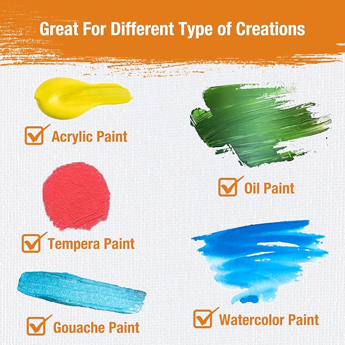 Canvas Boards for Painting 5x7 Inch, 40-Pack Bulk Canvas Value Pack - Art Supplies Blank Paint Canvas Panels for Acrylic, Oil, Watercolor, Tempera, Gouache