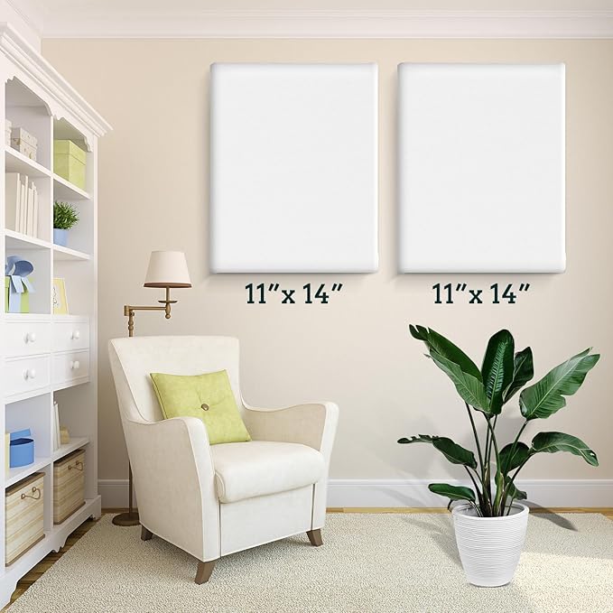 ESRICH 11x14 Canvases for Painting, 24 Pack Blank White Canvases for Painting - Cotton Paint Canvases for Oil, Acrylic & Watercolor Paint.