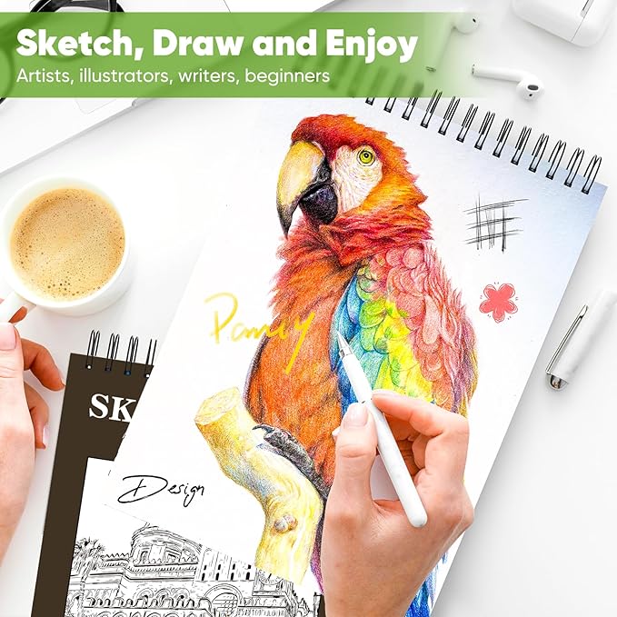 Soucolor 11" x 14" Large Sketchbook, 100 Sheets 68lb/100gsm Top Spiral Bound Large Sketch Pad, Acid Free Big Sketch Paper for Drawing, Illustration, Art Class